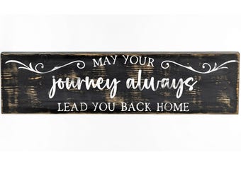 Rustic Wood Sign, Distressed Farmhouse Home Decor, Journey Home Wall Art