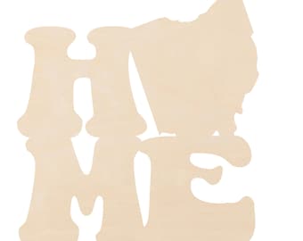 Casa en Ohio en forma de madera en blanco, lista para pintar, estado de Ohio