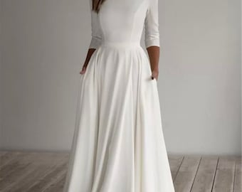 long white dress with pockets