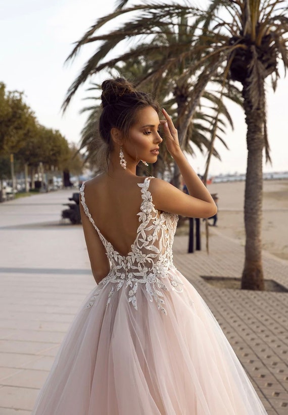 Blush Pink Beach Wedding Dress - Etsy