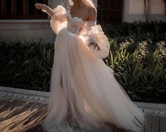cheap blush wedding dresses