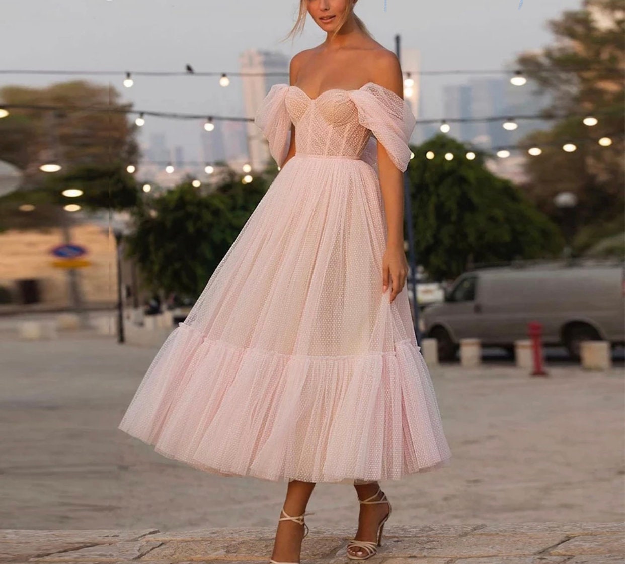 Soft Pink Dotted Gown - Etsy