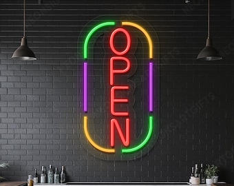 Open Letter Neon Sign, Colorful Open Led Light, Multicolor Welcome OPEN Sign, Bright OPEN Neon Wall Light, OPEN Text Outdoor Sign Wall Art