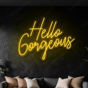 Hello Gorgeous Neon Sign, Hello Gorgeous Wall Art Neon Light, Quote Hello Gorgeous Neon Welcome Sign Decor Beauty Salon, Hello Gorgeous Sign