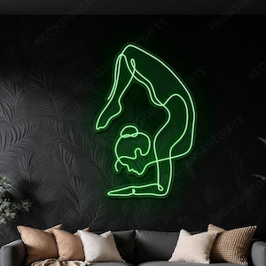 Inverted Yoga Neon Sign, Yoga Pose Neon Sign, Minimalist Yoga Line Neon Light Sign, Elegant Yoga Line Art LED Wall Decor, Meditation Yoga