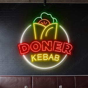 Doner Kebab Neon Light Sign, Doner Kebab Shop Open Neon Sign Wall Decor, Custom Kebab Neon Sign, Doner Kebab LED Light Turkish House Decor