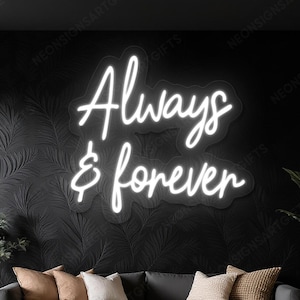 Always & Forever Neon Sign, Always And Forever Quote Wedding Backdrop Led Light, Always And Forever Neon Bridal Room Wall Decor