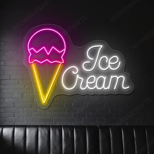Ice Cream LED Wall Light, Colorful Ice Cream Neon Sign, Ice Cream Neon Sign, Ice Cream Lovers Bright Ice Cream Neon Sign Light Up Sweet Spot