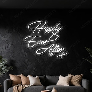 Happily Ever After Neon Light Sign, Happily Ever After Quote Wall Neon, Romantic Happily Ever After Engagement Wedding Couple Love Led Sign