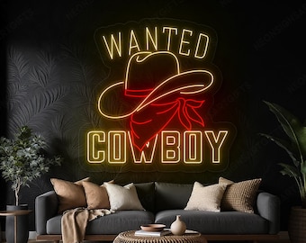 Gezocht cowboy-neonbord, cowboyhoed western led-bord, cowboy led-licht thuisbar, western led-wandlamp voor salon, cowboyhoed-neonbord