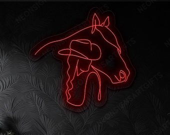 Cowgirl Horse Neon Sign, Cowgirl And Horse Western Line Art Neon, Western Cowgirl Led Sign, Cowgirl Western Minimalist Light Sign Wall Art