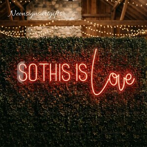 So This Is Love Neon Sign, Script Art LED Wall Light, Romantic Quote Decor