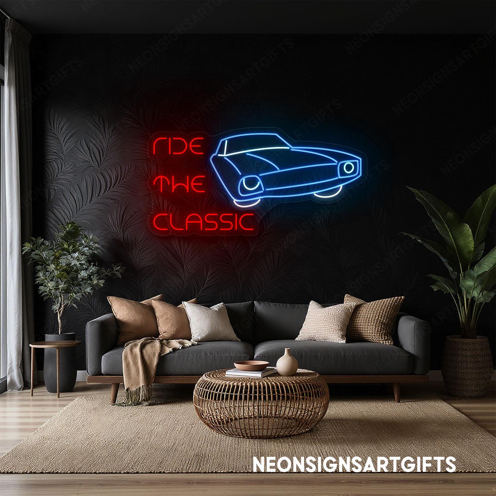 Ride the Classic Neon Sign, Vintage Classic Car Led Wall Light
