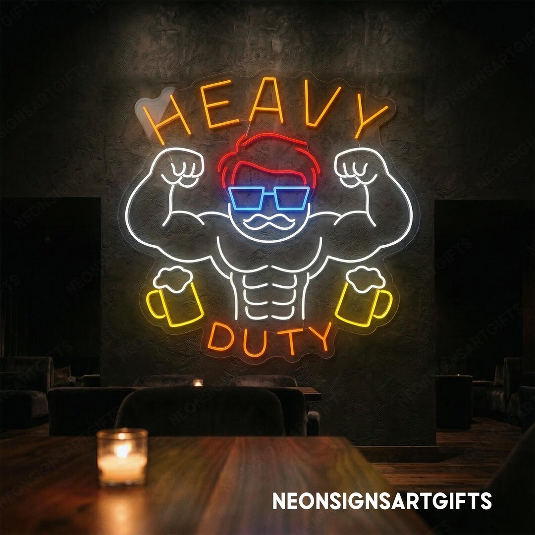 Custom Bodybuilder Gym and Beer Neon Sign, Beer Heavy Duty Neon Light ...