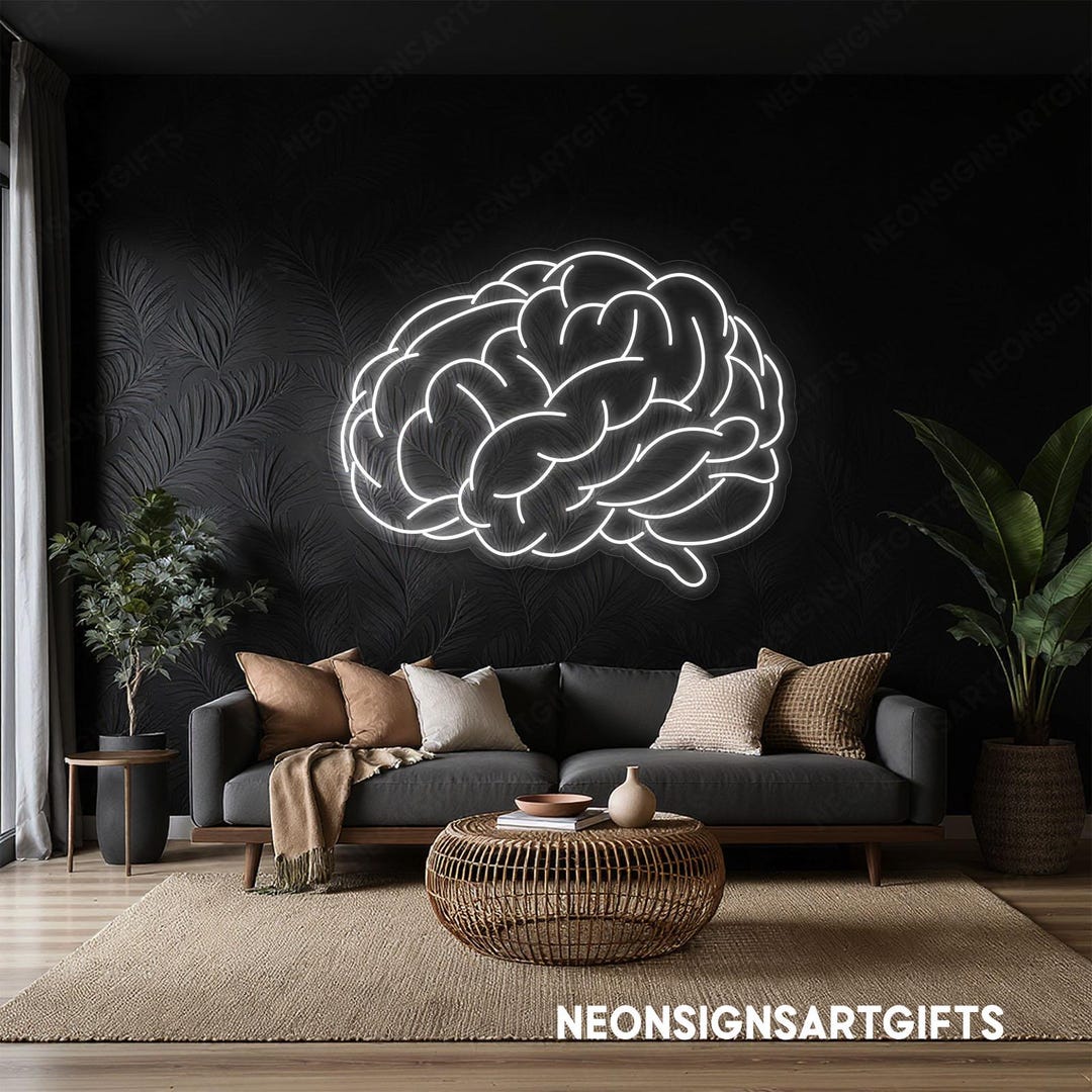 Brain Neon Light, Brain LED Outline Wall Light for Psychology Clinic ...
