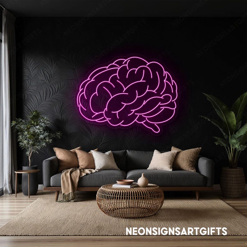 Brain Neon Light, Brain LED Outline Wall Light for Psychology Clinic ...