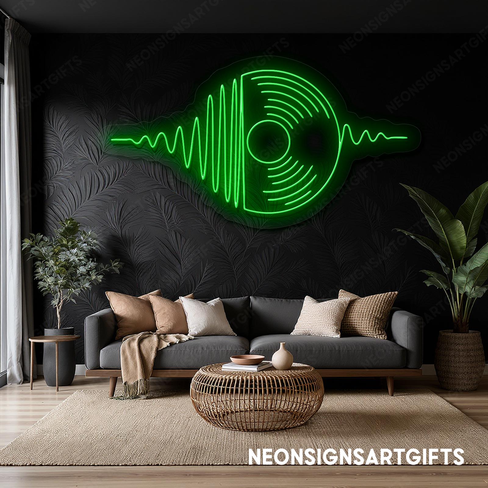Sound Wave Record Neon Sign, Vinyl Record LED Light Wall Art