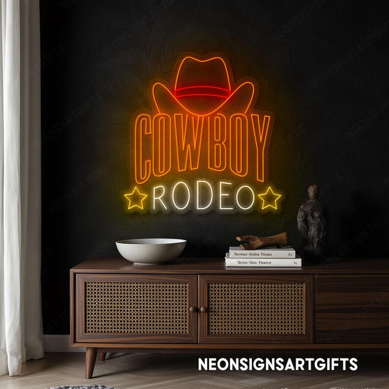 Cowboy Rodeo Neon Sign, Cowboy Hat Western LED Light, Cowboy Hat Rodeo ...