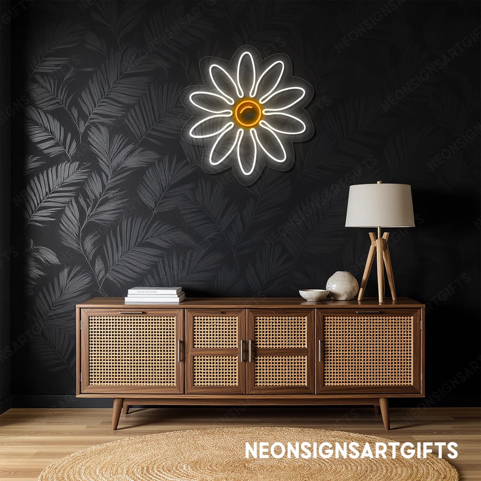 Daisy Flower Minimalist Neon Led Sign, Daisy Bright Floral Led