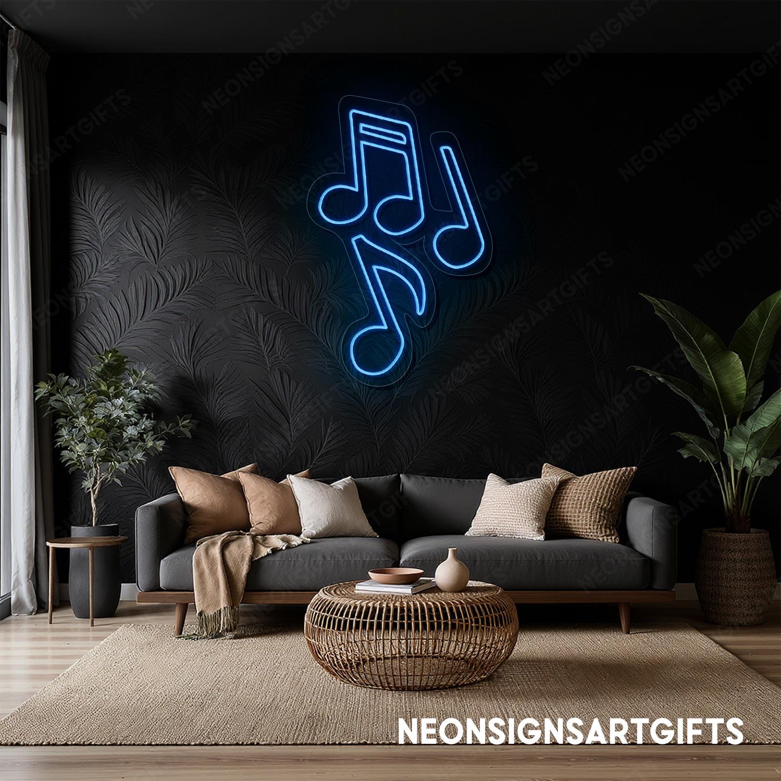 音符ネオンLEDサイン、音符ウォールアートサウンドスタジオ、音符LED