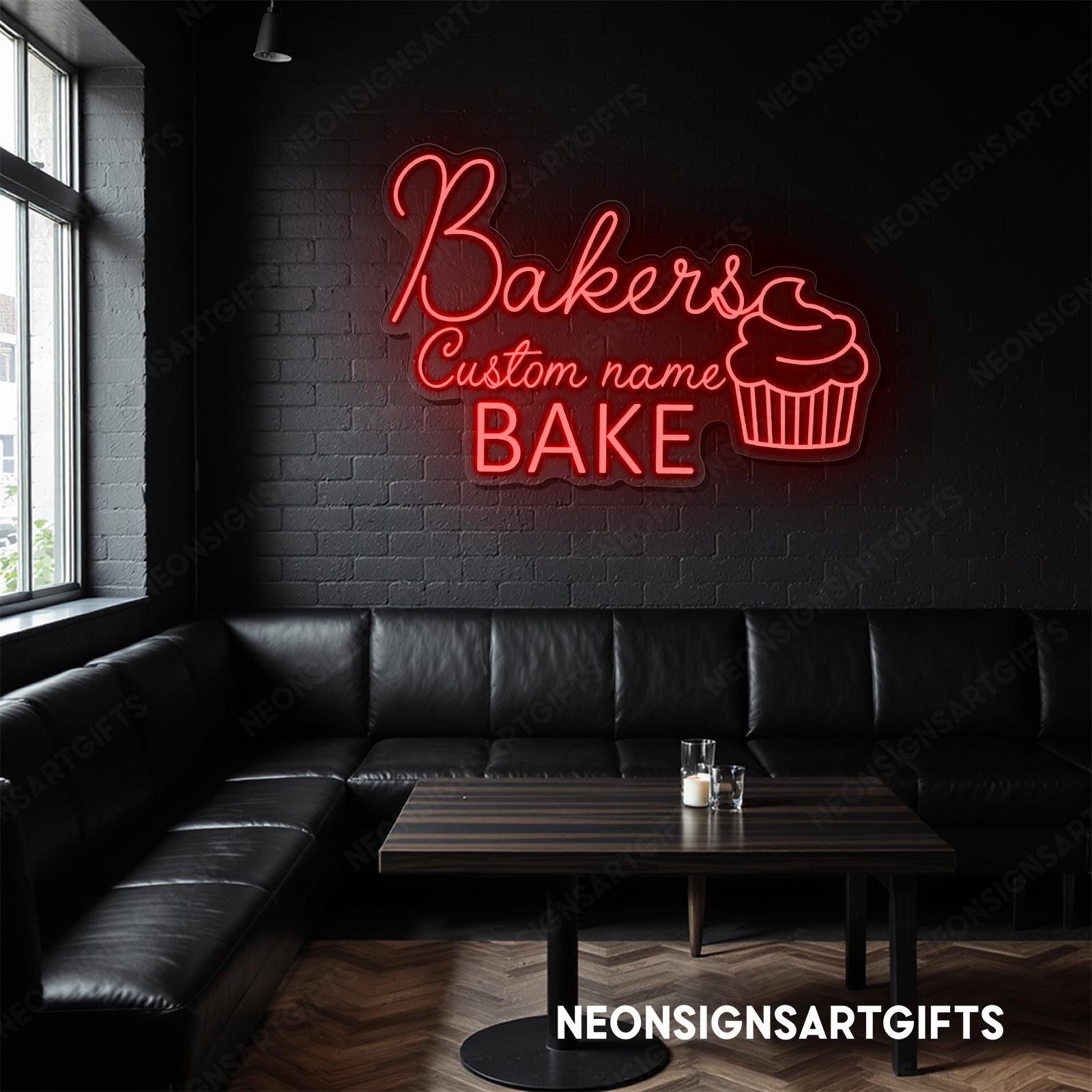 Bakers Custom Name Neon Sign, Bake Shop Custom Light Sign, Personalized ...