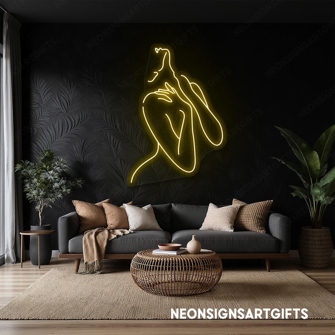 Photo inspiration: Sensual And Sensual Design Home Decor Reference: Sensual Woman Line Art Neon Sign Abstract Female Body Neon