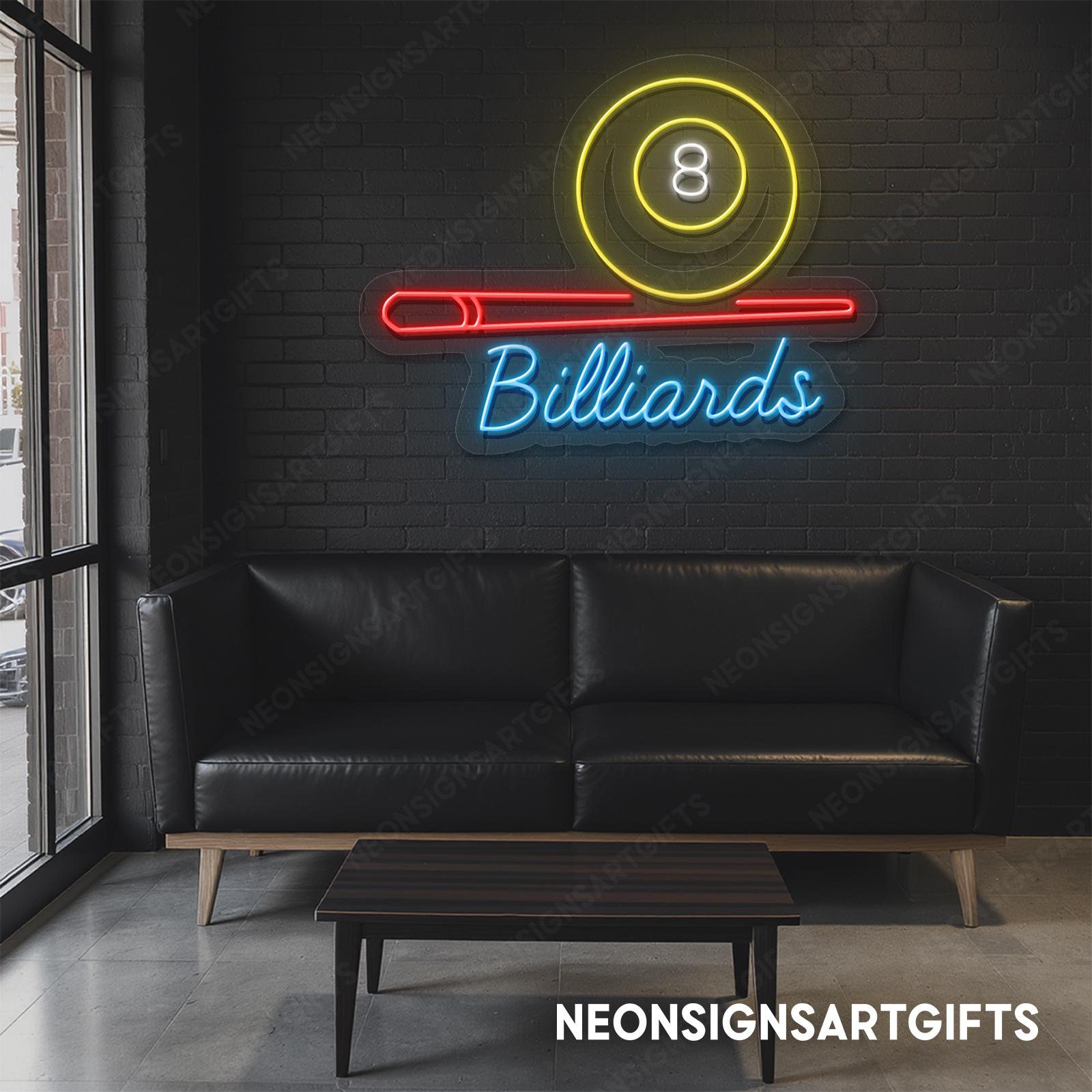 Billiards 8 Neon Sign, Billiards 8 Ball Pool Led Light, Pool Table Game ...