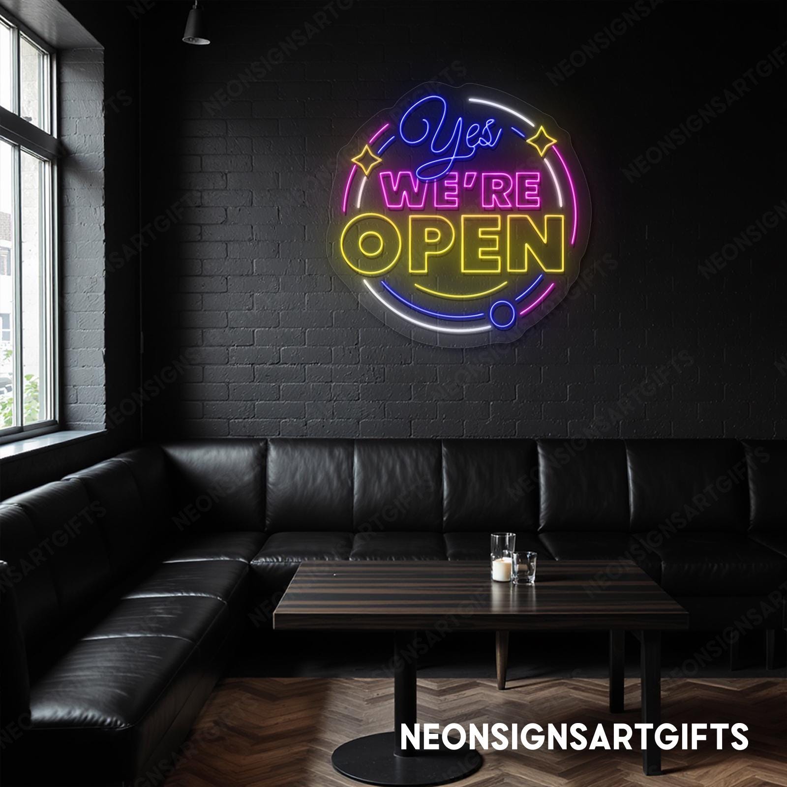 Yes We Are Open Neon Sign, Colorful Bright Yes We're Open LED Neon