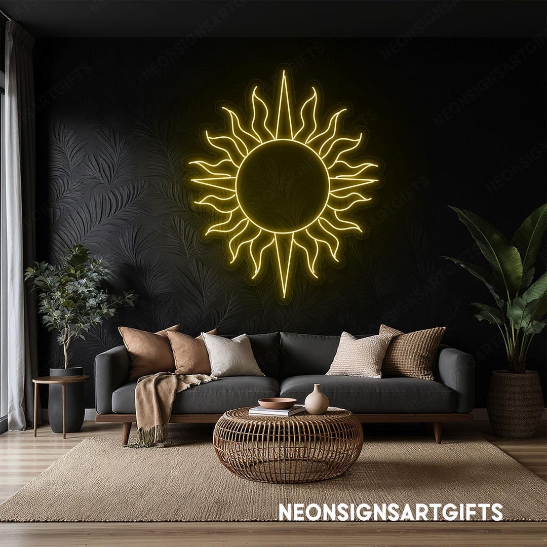 Sun Magic Neon Sun Neon Light Sign, Boho Sun Neon Light Wall Art, Mystic Sunburst Neon ...