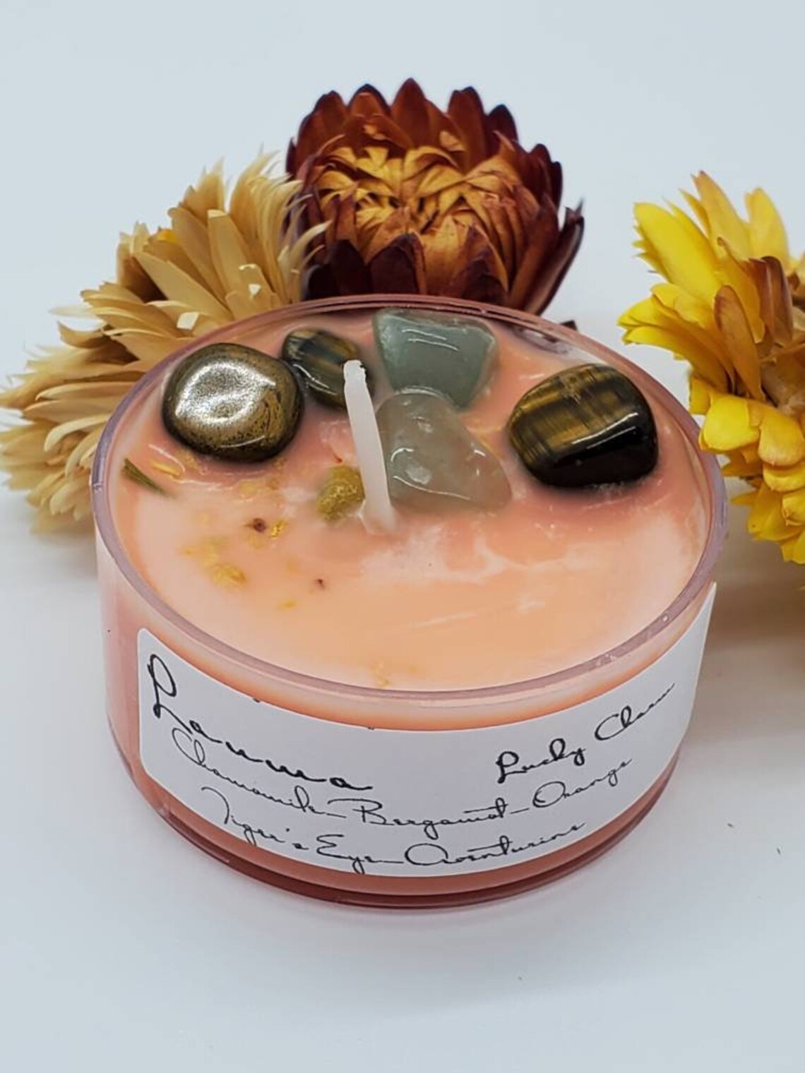 Lucky Charm Lauma Crystal Tealight Candle Etsy