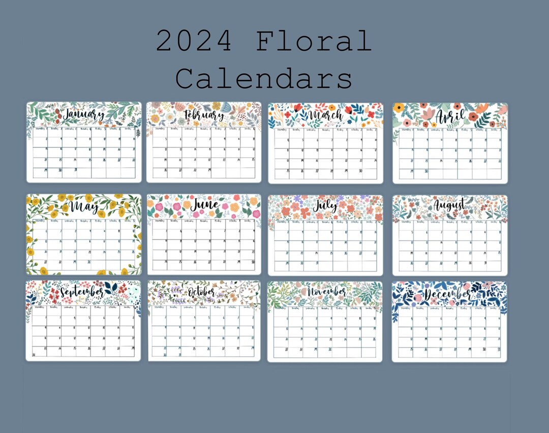 2024 Floral Calendar PRINTABLE ONLY Etsy