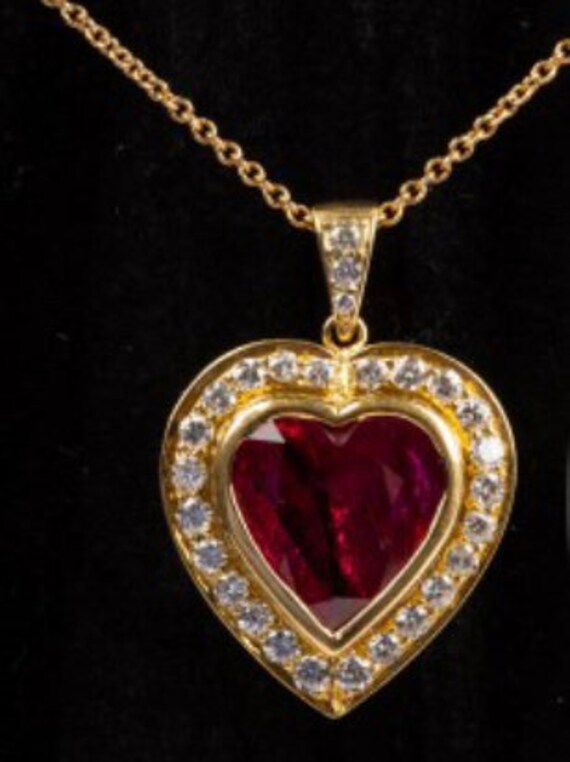 Hand Crafted Ladies Synthetic Ruby Heart Pendent