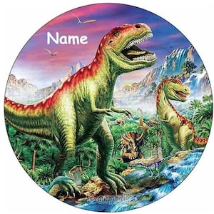Topper per torta, wafer di dinosauro, carta decorativa, decorazione per torta, testo desiderato, senza glutine, kosher, halal, senza lattosio