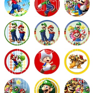 Pack of 24 muffin toppers Mario Luigi Up coin muffin decoration muffin topper party lactose free gluten free vegan kosher