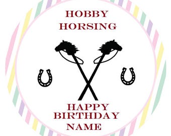Cake topper Hobby Horsing wooden horse wafer decorative paper cake decoration punched out custom text gluten-free kosher halal