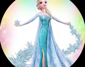 Frozen Frozen Anna Elsa bolo topper wafer decorativo decoração de bolo de papel para auto-corte texto desejado motivo Kosher Halal 1