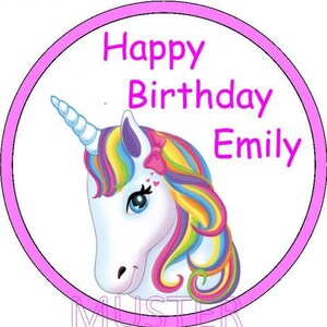 Cake Topper Unicorn Wafer Decorative Paper Cake Decoration Punched Out Custom Text Gluten Free Kosher Halal Motif 1