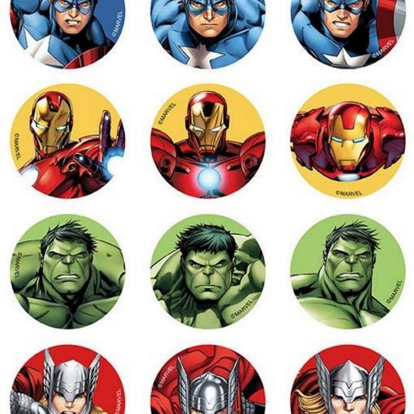 24 muffin toppers Avengers Hulk América Thor muffin decoración muffin topper fiesta sin lactosa sin gluten vegano