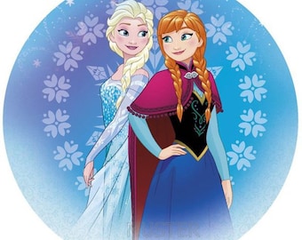 Frozen Frozen Anna Elsa bolo topper wafer decorativo decoração de bolo de papel para auto-corte texto desejado motivo Kosher Halal 1