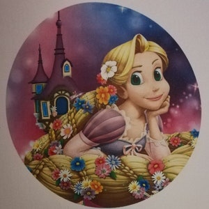 Rapunzel Princess Cake Topper Wafer Decorative Paper Cake Decoration for Cutting Your Own Text Kosher Halal Lactose Free