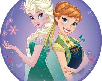 Frozen Frozen Anna Elsa bolo topper wafer decorativo decoração de bolo de papel para auto-corte texto desejado motivo Kosher Halal 1