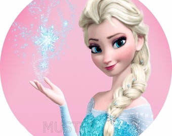 Frozen Frozen Anna Elsa bolo topper wafer decorativo decoração de bolo de papel para auto-corte texto desejado motivo Kosher Halal 1