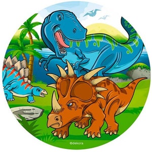 Cake Topper Dinosaur Wafer Decorative Paper Cake Decoration Punched Out Custom Text Gluten Free Kosher Halal Lactose Free