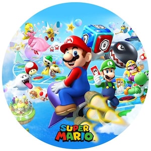 Tortenaufleger Super Mario Luigi Oblate Dekorpapier Tortendekoration ausgestanzt mit Text Kosher Halal Laktosefrei Glutenfrei