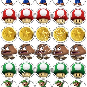 30 pieces muffin toppers Mario Luigi Up coin muffin decoration muffin topper party lactose free gluten free vegan kosher