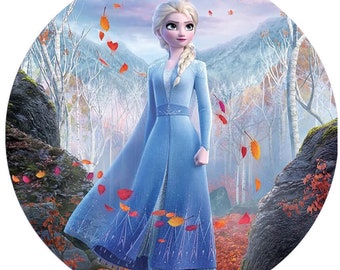 Frozen Frozen Anna Elsa bolo topper wafer decorativo decoração de bolo de papel para auto-corte texto desejado motivo Kosher Halal 1