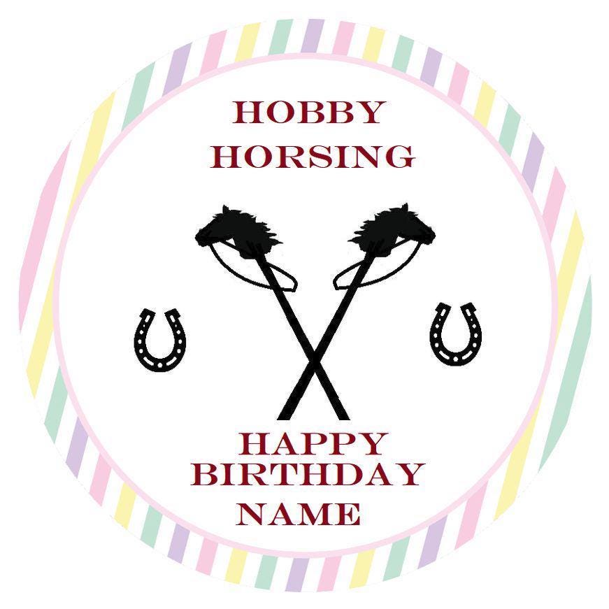 Hobby Horsing hobby horse cake topper wafer decorative paper cake decoration for self-cutting desired text Kosher Halal motif 1