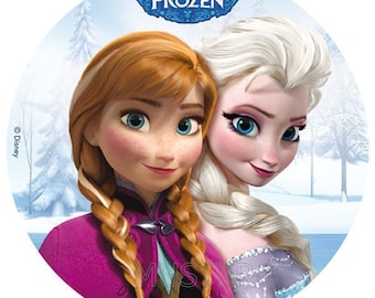 Frozen Frozen Anna Elsa bolo topper wafer decorativo decoração de bolo de papel para auto-corte texto desejado motivo Kosher Halal 1
