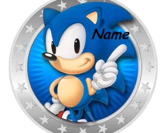 Cake topper Sonic the Hedgehog Oblate decorative paper Cake decoration punched Custom text Gluten-free Kosher Halal Lactose-free