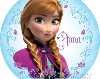 Frozen Anna Elsa Cake Topper Wafer Decorative Paper Cake Decoration Punched Out Custom Text Gluten Free Kosher Halal Motif 1